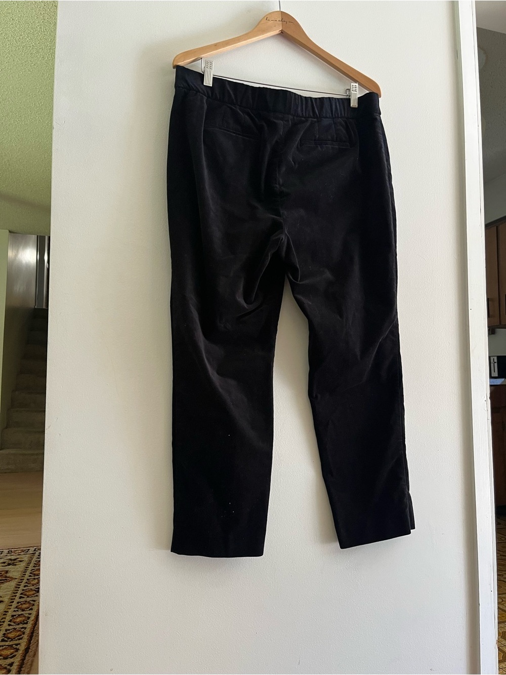 Talbots Black Velvet Slim Ankle Pants 14P Cotton - Picture 2 of 7